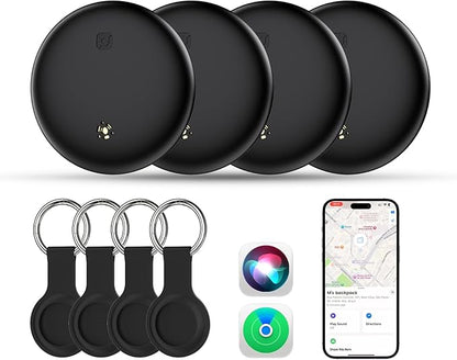 LENTION Air Tracker Tag 4 Packs, Item Finder Works with Apple Find My (iOS Only), Bluetooth Tracker for Keys, Luggage, Kid, Loud Beep, IP67 Waterproof with Replaceable Battery, Gift for Family Friends