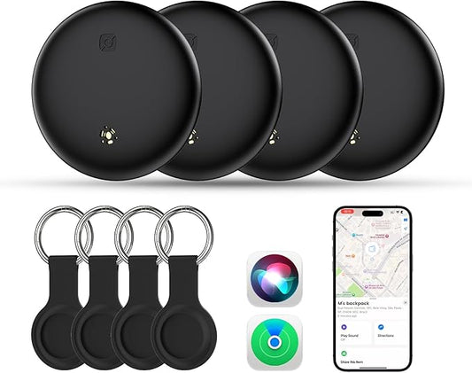 LENTION Air Tracker Tag 4 Packs, Item Finder Works with Apple Find My (iOS Only), Bluetooth Tracker for Keys, Luggage, Kid, Loud Beep, IP67 Waterproof with Replaceable Battery, Gift for Family Friends
