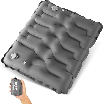 HiiPeak Inflatable Stadium Seat Cushion, Compact Hand Press Stadium Seats Pad Bleacher Seat Chair Cushion Pad for Airplane Travel Camping Backpacking Sports Events (Gray)