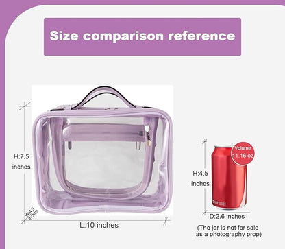 SANHECUN traveling toiletry bag large clear cosmetics case makeup bag Dimensions | LxWxH:10” x 4.5” x 7.5” (Purple, Medium)