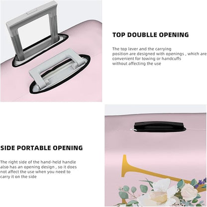 Flower Lette W Pink Luggage Cover Elastic Washable Stretch Suitcase Protector Anti-Scratch Travel Suitcase Cover for Kid and Adult XL (29-32 inch suitcase)