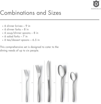 30-Piece Flatware Set For 6, Modern Sleek Design Silverware Set, 18 10 Stainless Steel Utensils, Include Knife/Fork/Spoon, Mirror Polished Set of Cutlery, Dishwasher Safe