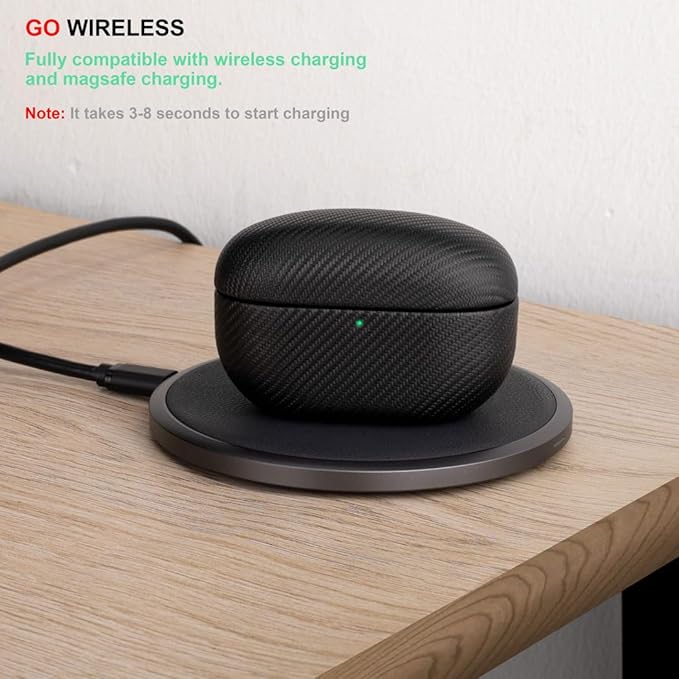 LOPIE Case Compatible with Sony WF-1000XM5, Carbon Fiber Style Vegan Leather Case Designed for Earbuds WF1000XM5 Case Cover 2023, Protective Hard Cover for Men/Women - Black