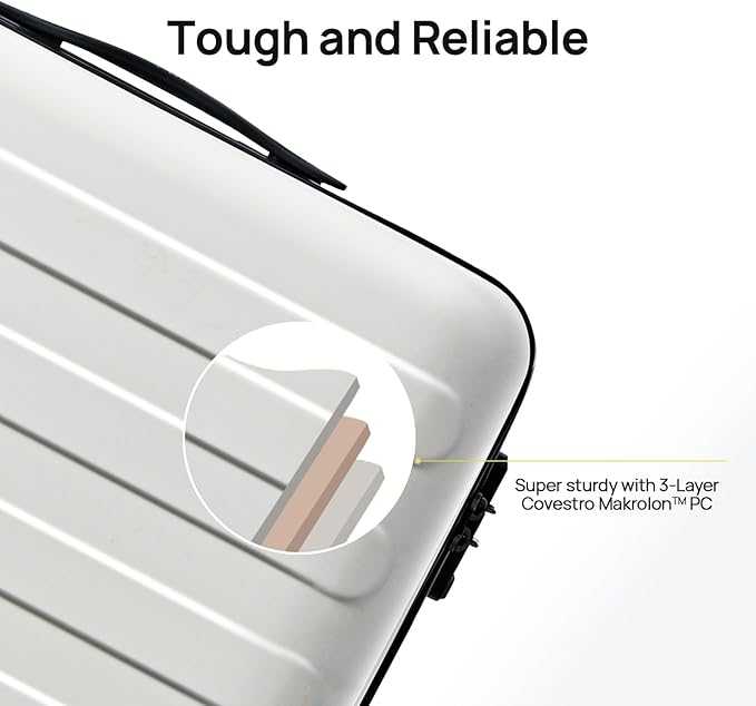 NINETYGO Medium Checked Luggage 24 Inch, Checking In Luggage with Smooth Spinner Wheels, Lightweight, Hard Shell PC Suitcase, Lightweight Travel Luggage, TSA Approved (Lily White, Rhine Basic)