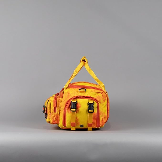 WOLFpak 20L Mini Duffle Bag for Gym & Travel | Waterproof Carry-On Weekender Bag with Shoe Compartment, Hard Bottom, and Tactical Molle System (Fire)