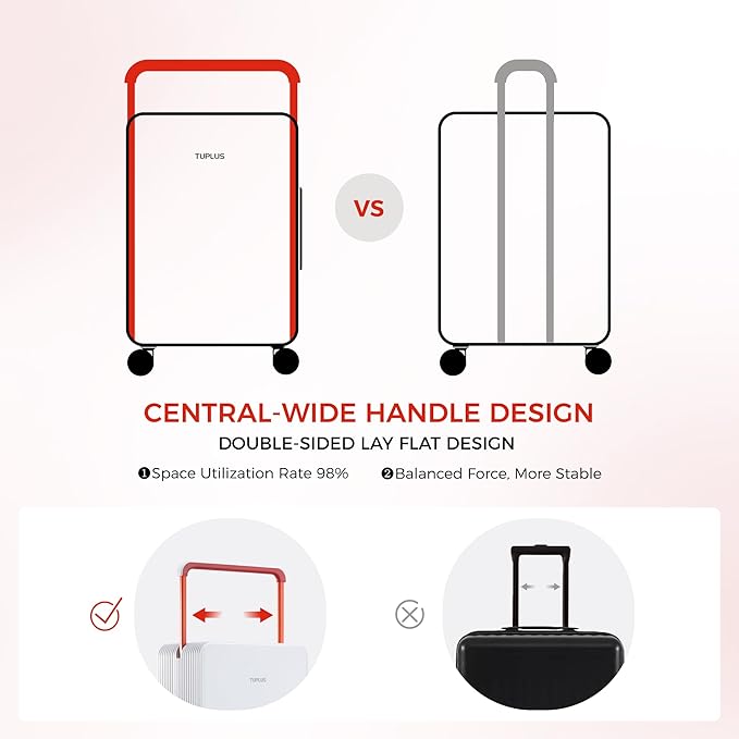 TUPLUS Suitcase ABS Hard Shell Luggage with 4 Spinner Wheels Hold Check in Travel Case, Balance Series