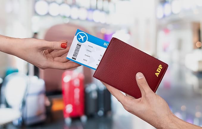 Personalized Monogrammed Merlot Leather RFID Passport Wallet