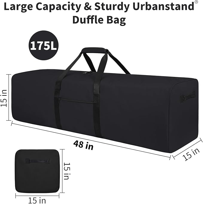 Urbanstand 48 Inch Travel Duffle Bag Extra Large Sport Equipment Duffel Bags with 2-way Lockable Zippers (Black 48inch 2Pack)