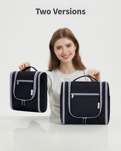 Narwey Small Hanging Travel Toiletry Bag Cosmetic Make Up Organizer for Women and Men (Medium, Black)