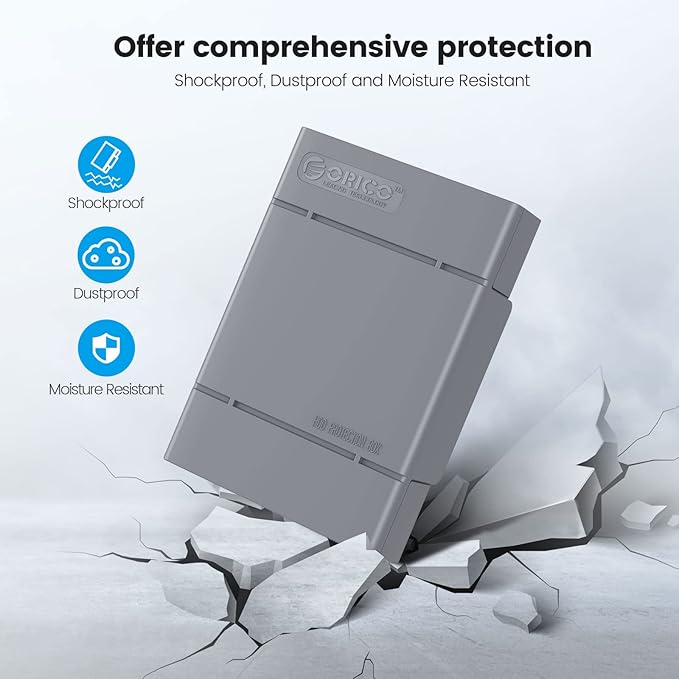 ORICO 5-Pack Hard Drive Carrying Case Protective Box for 3.5/2.5 Inch SSD HDD Portable with Anti-Static,Shockproof and Dust Proof Travel Storage Bag-PHP25-5C