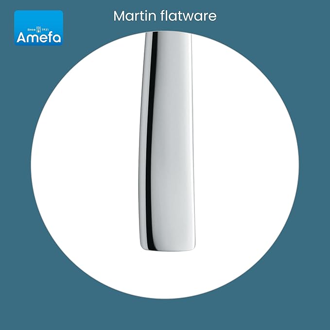 Amefa Martin 45-Piece Flatware, Set for 8 – Stainless Steel Silverware with Polished Mirror Finish, Ergonomic Handles, Rust-Resistant Cutlery Featuring Forks, Knives, Spoons, Salad Forks & Teaspoons