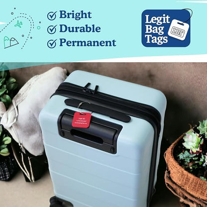 Custom Luggage Tags (3 or 6 Pack) - Personalized Unique Suitcase & Backpack Travel, Durable, Waterproof & Heavy Duty (Red)