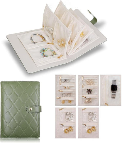 Travel Jewelry Organizer Case,Portable Jewelry Organizers Storage Book, Compact Jewelry Roll for Earrings, Rings, Necklaces - Perfect Jewelry Travel Bag for Women