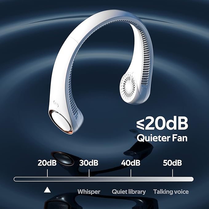 Portable Neck Fan, Hands Free Personal Fan,360° Airflow,3-16 Running Hours, 72 Wind Outlets,4000mAh Battery USB Rechargeable,3-Speeds, Birthday Gifts for Men Women(White)