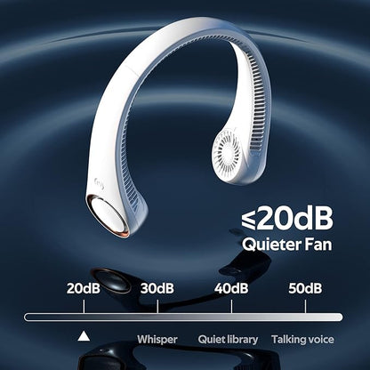 Portable Neck Fan, Hands Free Personal Fan,360° Airflow,3-16 Running Hours, 72 Wind Outlets,4000mAh Battery USB Rechargeable,3-Speeds, Birthday Gifts for Men Women(White)