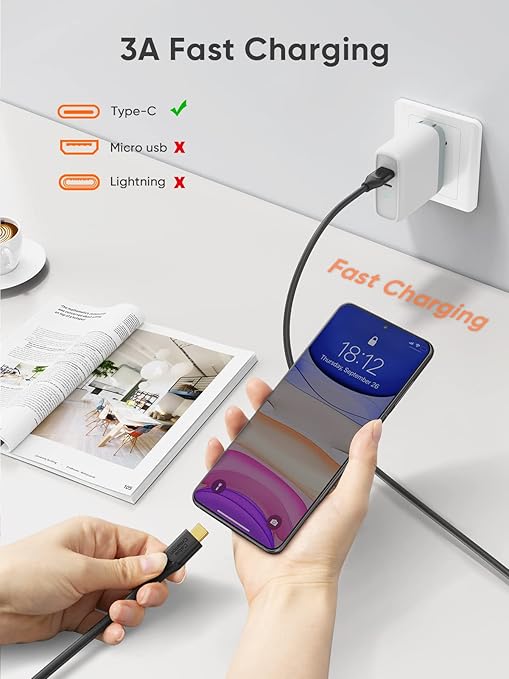 CableCreation USB C Data Cable 1.6FT, USB-A 3.2 Gen2 10Gbps, 3A Fast Charging, Support Android Auto & Carplay, Type-C External SSD, Galaxy S24, iPhone 15/16, Pixel, 0.5m