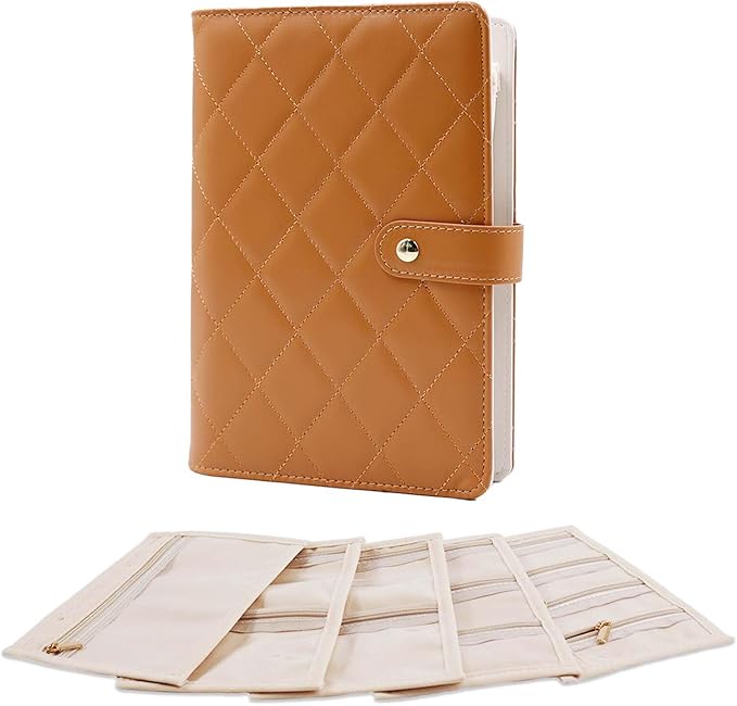 Travel Jewelry Organizer Case ， Portable Jewelry Organizers Storage Book, Compact Jewelry Roll for Earrings, Rings, Necklaces - Perfect Jewelry Travel Bag for Women