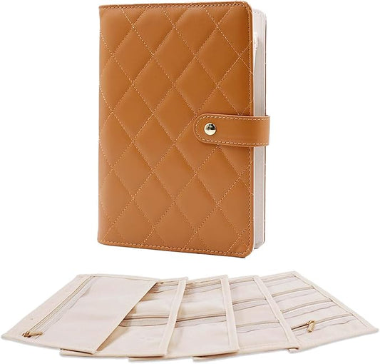 Travel Jewelry Organizer Case ， Portable Jewelry Organizers Storage Book, Compact Jewelry Roll for Earrings, Rings, Necklaces - Perfect Jewelry Travel Bag for Women