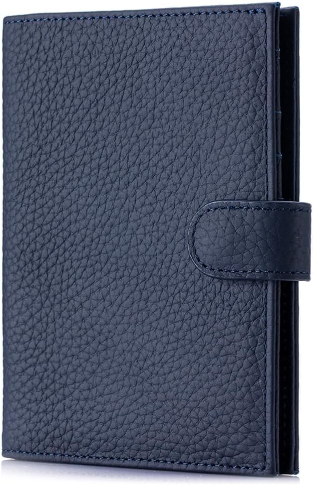 RFID Slim Leather Passport Holder for Travel Women & Men – Travel Wallet with Passport Slot & Card Slots, Zippered Coins Pocket and Cash Holder Christmas Gift Box (Sapphire Blue)