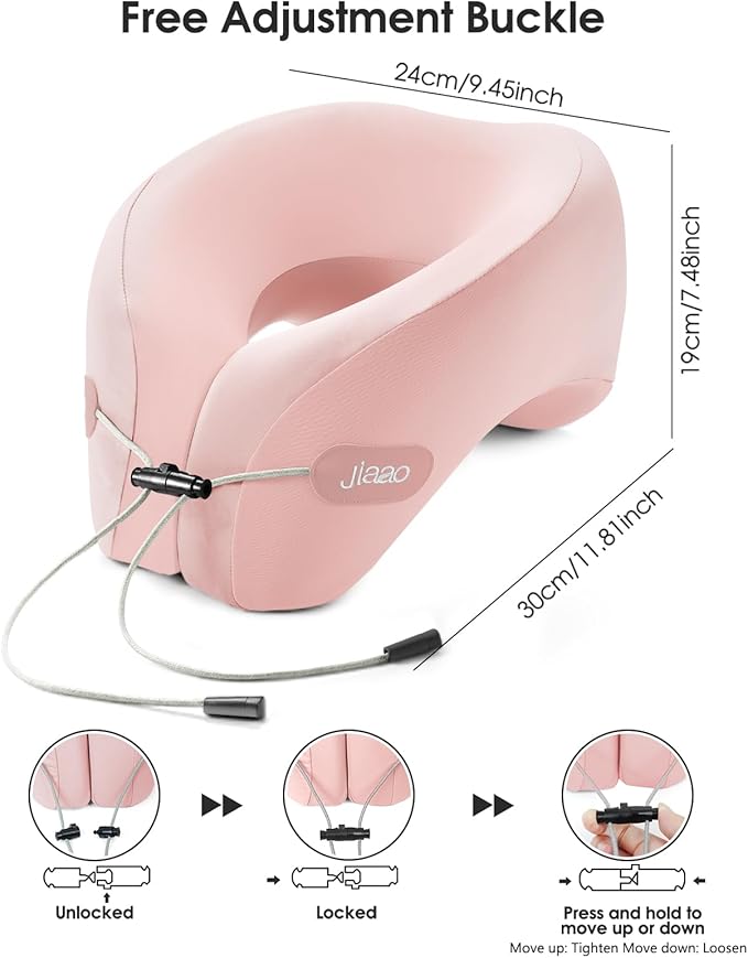 jiaao Travel Pillow,Travel Neck Pillows for Airplanes, Memory Foam Travel Pillows with 360° Head and Neck Support,Ergonomic Design Travel Essential Suitable for Plane,Car, Home,Train and Bus Trip