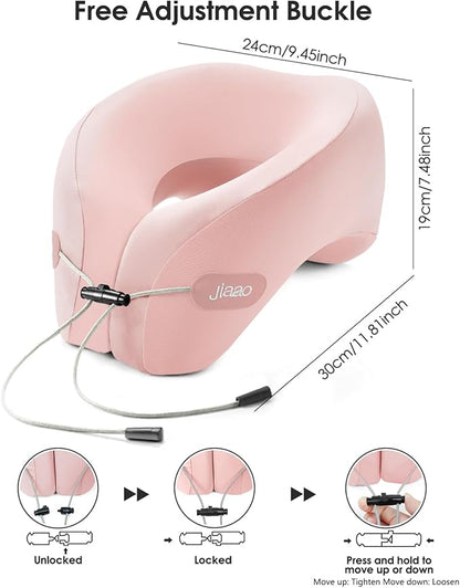 jiaao Travel Pillow,Travel Neck Pillows for Airplanes, Memory Foam Travel Pillows with 360° Head and Neck Support,Ergonomic Design Travel Essential Suitable for Plane,Car, Home,Train and Bus Trip