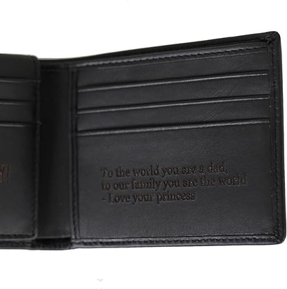 Custom Wallets For Men, Personalized Gifts For Men, Personalized Wallet For Men, Customized Engraved Full Grain Leather with RFID Blocking, Custom Gifts, Customized Wallets For Fathers Day (Black)