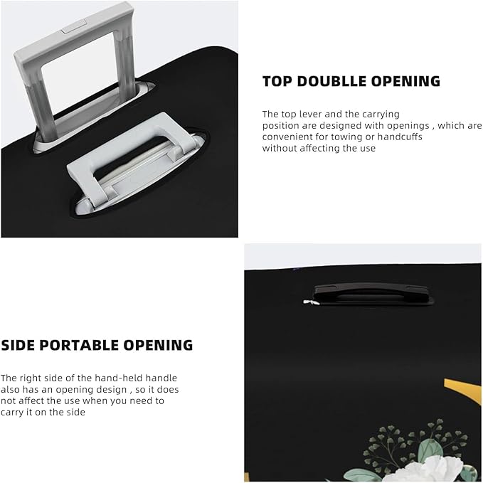 Flower Letter L Black Luggage Cover Elastic Washable Stretch Suitcase Protector Anti-Scratch Travel Suitcase Cover for Kid and Adult XL (29-32 inch suitcase)