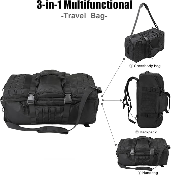 Greencity Travel Duffel Bag for Weekend Overnight Bag Waterproof Small Large for Men Women 30L 45L 85L Black