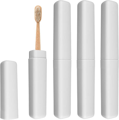 uxcell 4Pcs Travel Toothbrush Case, 8.27 x 1.38 Portable Travel Toothbrush Holder, Plastic Toothpaste Container for Bathroom, Gym, Business Trip, Camping, Gray