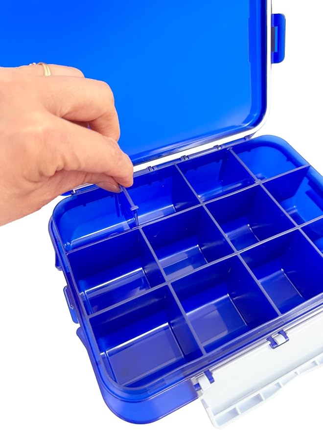 2-Pack Large Pill Organizer – Black + Blue | 12-Compartment Weekly Pill Box Case with Removable Dividers, Waterproof, Travel-Friendly (Combo Pack - 1 Black & 1 Blue)