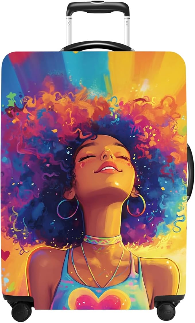 Luggage Cover Washable Suitcase Protector Anti-scratch Suitcase cover Fits 20-34 Inch Luggage (Girl-1, M(24-26inch suitcase))