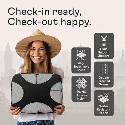 Shacke 6 Set Packing Cubes for Travel - Compression Packing Bags/Travel Organizer - Luggage Organizer Bags for Traveling - Travel Essentials for Women - Cruise Must Haves Packing List