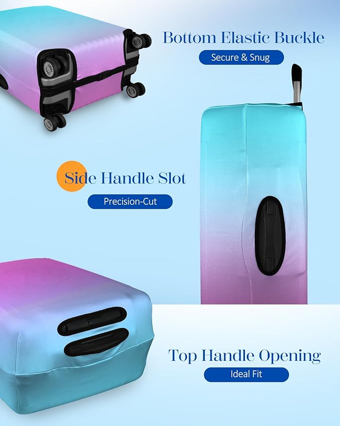 Slohif Luggage Cover for Suitcase Tsa Approved Protector - Luggage Sleeve Large Suit Case Cover Travel Stretch Baggage Case Protective Washable Fit 21-23 Inch Blue Rose Gradient S