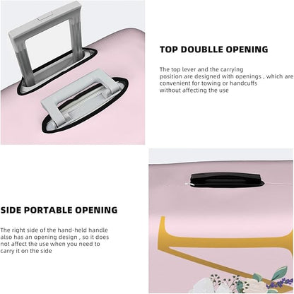 Flower Lette M Pink Luggage Cover Elastic Washable Stretch Suitcase Protector Anti-Scratch Travel Suitcase Cover for Kid and Adult M (22-24 inch suitcase)