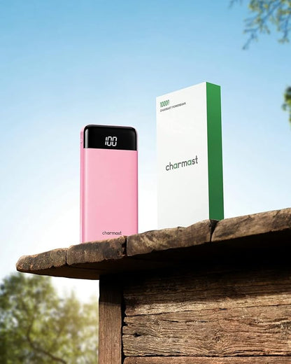 charmast Portable Charger with Built in Cables, Power Bank with Cords Wires, Slim 10000mAh Travel Battery Pack 6 Outputs 3 Inputs 3A Fast Charging for Samsung Google Pixel LG Moto iPhone iPad