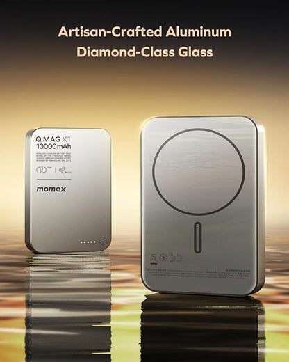 MOMAX Magnetic Power Bank 10000mAh, 20W Fast Charging, Wireless Portable Charger for iPhone 16/15/14/13/12 Series, Magsafe Compatible, USB-C Cable Included