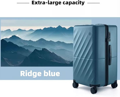 NINETYGO Trunk Luggage 22 Inch, Small Checked Luggage with Double Spinner Wheels, Anti-Burst Zipper, Hard Case PC Suitcase, Lightweight Travel Luggage, TSA Approved (Topaz Blue, Hudson)