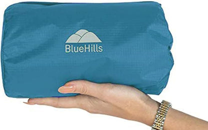 BlueHills Ultra Compact Travel Blankets for Two with Portable Carry Case Case Premium Soft Plush Large Airplane Blankets 2 Pack for Car Plane Train Hotel Layover Peacock -C204-2pk-Teal