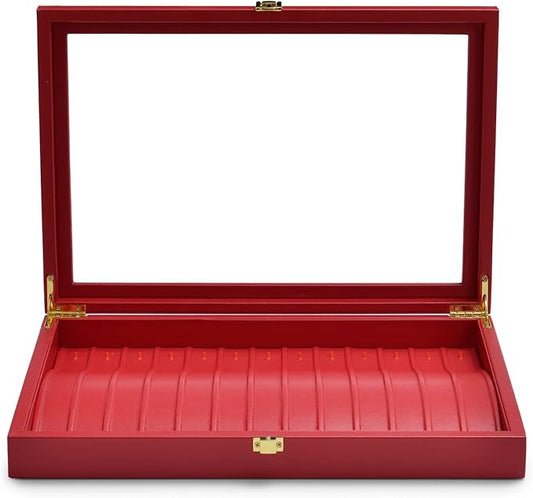 Oirlv Luxury Leather Necklace Bracelet Organizer Tray with Acrylic Lid Jewelry Display Case Drawer Insert Jewelry Organizer for women