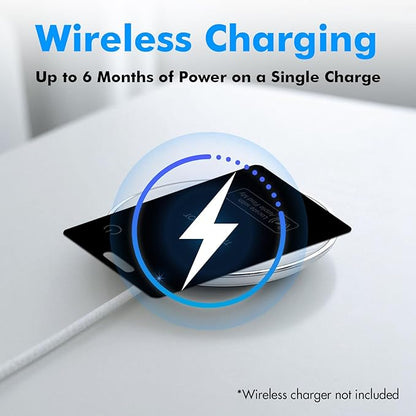 Wallet Tracker Card w/Wireless Charging [Apple MFi Certified] Rechargeable Thin Wallet Finder w/Find My (iOS Only), Item Finder for Luggage Tags, GPS Bluetooth Tracking, 80-100dB Alert