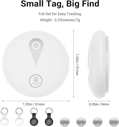 New Air Tracker Tags 4 Pack with Holder, Bluetooth Item Finder Work with Apple Find My APP (iOS Only), Easy Battery Replacement, Smart Keys Finder and Item Locator for Keys,Wallet,Pet (2Black+2White)