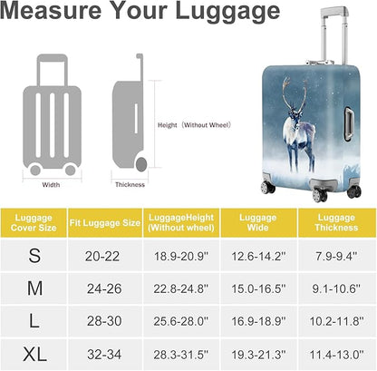 FOREVER QUEEN Winter reindeer Luggage Cover Suitcase Protector Suitcase Cover Anti-Scratch,Stretchable Bag Cover Washable Durable Polyester