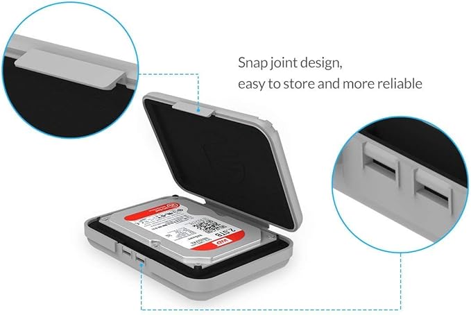 ORICO External Hard Drive Case for 3.5 Inch HDD/SSD 5 Packs Portable Hard Drive Carrying Protective Storage Box Anti-Static and Shockproof -PHX5S
