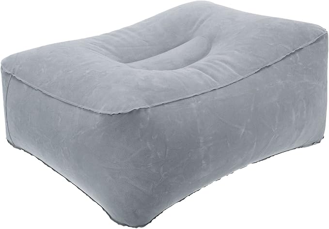 PATIKIL Travel Foot Rest Pillow, Inflatable Foot Rest Cushion Car Seat Footrest Leg Rest Pillow for Airplane Travel Office Home, Gray