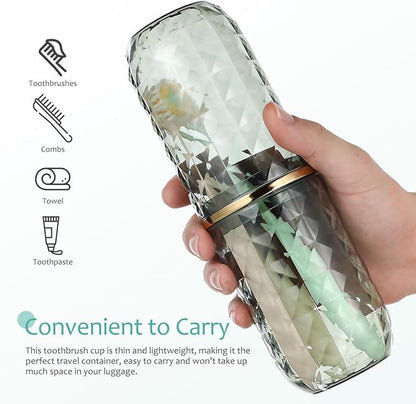 Garneck 2pccs Travel Toothbrush Holder with Cover Portable Double-Cup Mouthwash Cup Green Toothbrush Case Storage Container for Home Bathroom Trip School Camping Hotel