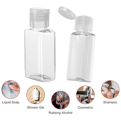 100Pcs 1oz empty travel size bottles 30ml Flip Cap small lotion bottles mini plastic bottle for toiletries clear refillable sample bottle for liquid,shampoo and conditioner container