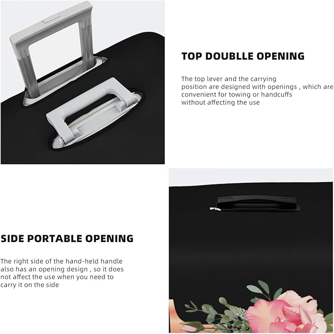 Floral Letter I Travel Luggage Cover Spandex Suitcase Protector Elastic Washable Stretch Suitcase Cover Fits 29-32 Inch Luggage