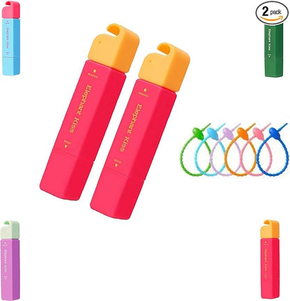 Elephant Kiss Stain Remover, 3-Second Stain Remover Pen for Clothes, 2025 New 12ml Portable Spot Cleaner, ElephantKiss 2-in-1 Active Eraser & Brush With Lanyard Travel & Pocket-Sized (Red*2)