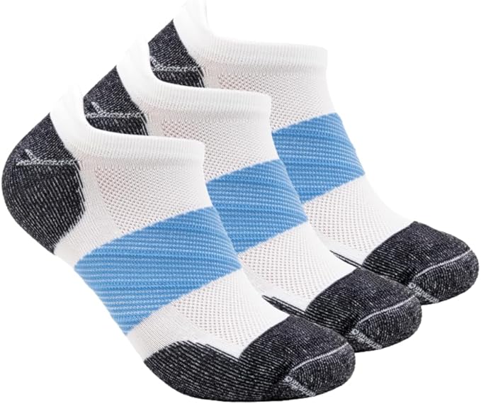 Unisex Compression Athletic Ankle Socks (3 Pairs) – Low Cut Tab Running Socks with Arch Support & Ideal for Pickleball