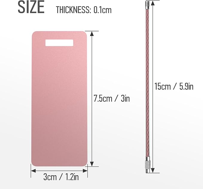 4 Personalized Metal Luggage Tags, Laser Engrave Name and Logo, Custom Aluminum Suitcase Tags with Steel Ring, for Travel, Backpack, Baggage (Pink)